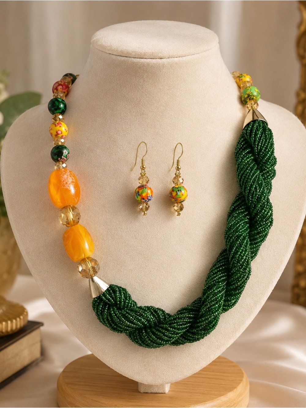 Traditional Ghanaian Adornment- Necklace and Earring Set.